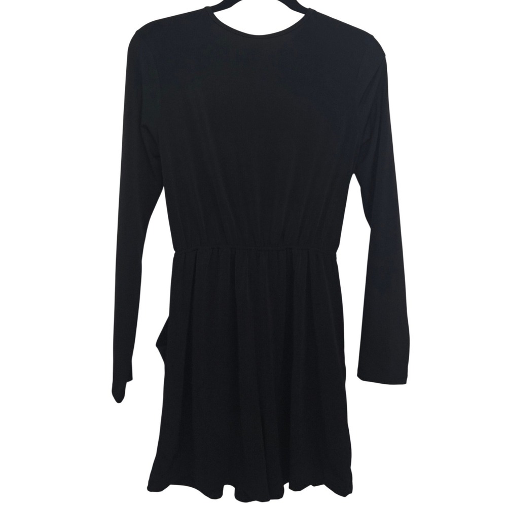 Espresso Romper Women M Black Long Sleeve Gold Zip Front Y2K Skort Stretch - Picture 2 of 9
